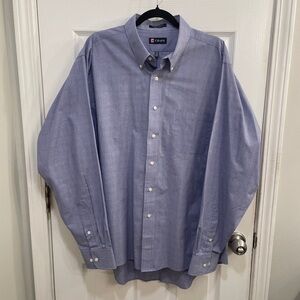 Chaps Blue Checkered Casual Wrinkle Free Button Down Shirt Size XL